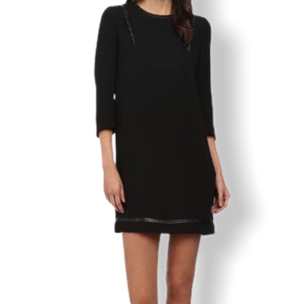 The Kooples Sport Sz 1 S Black Shift Dress Leather